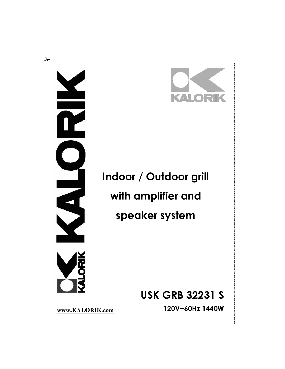 Kalorik USK GRB 32231 S manual 120V~60Hz 1440W 