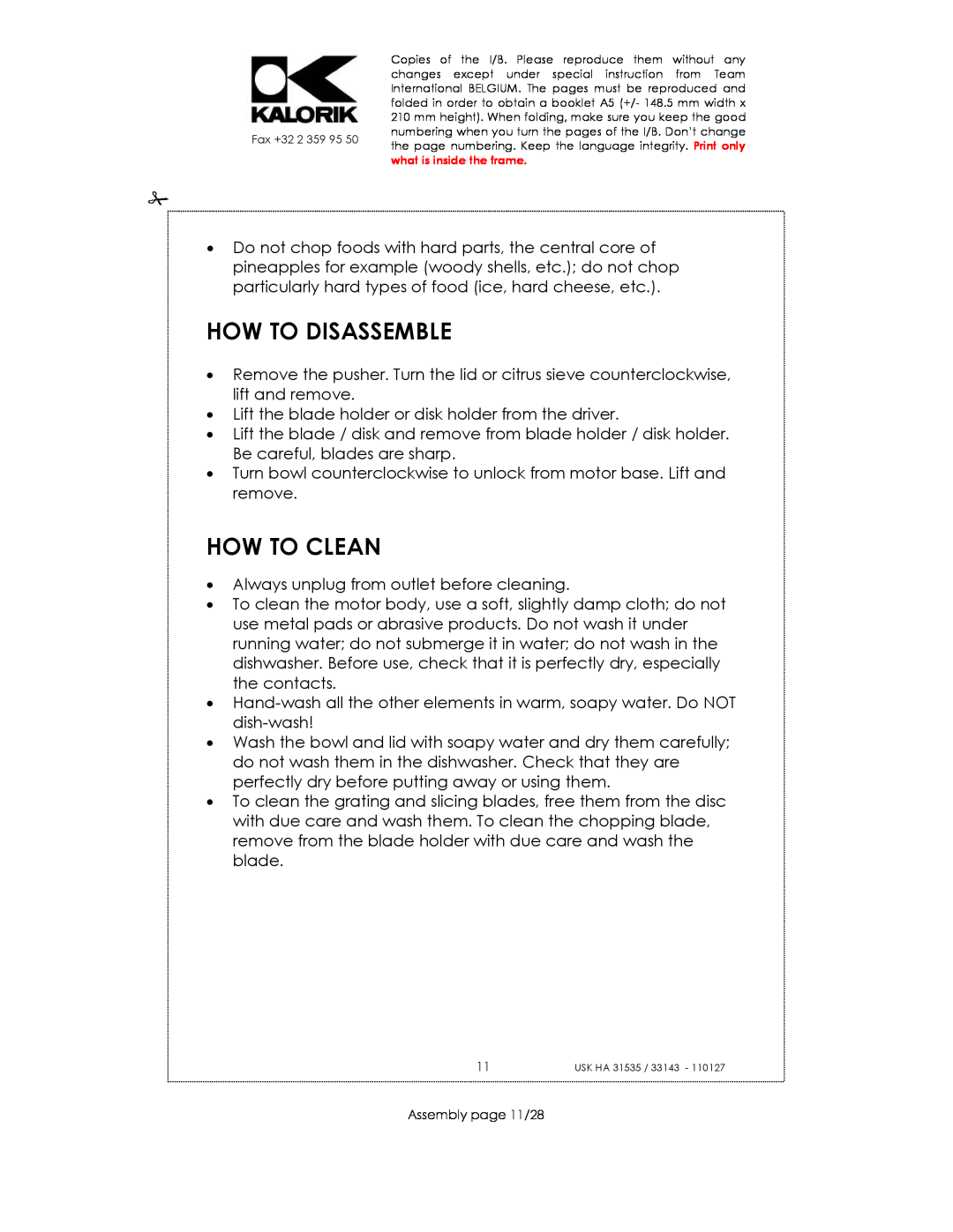 Kalorik USK HA 33143, USK HA 31535 manual How To Disassemble, How To Clean 