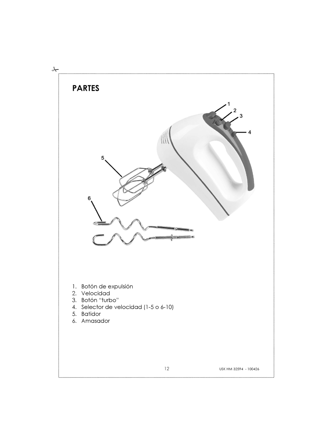 Kalorik USK HM 32594 manual Partes 