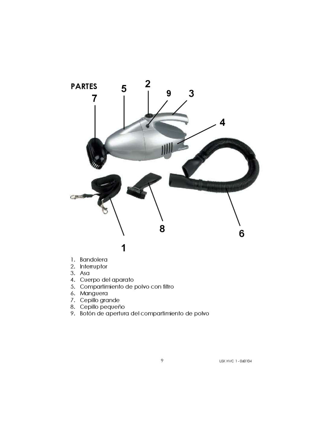 Kalorik USK HVC 1 - 060104 manual Partes 