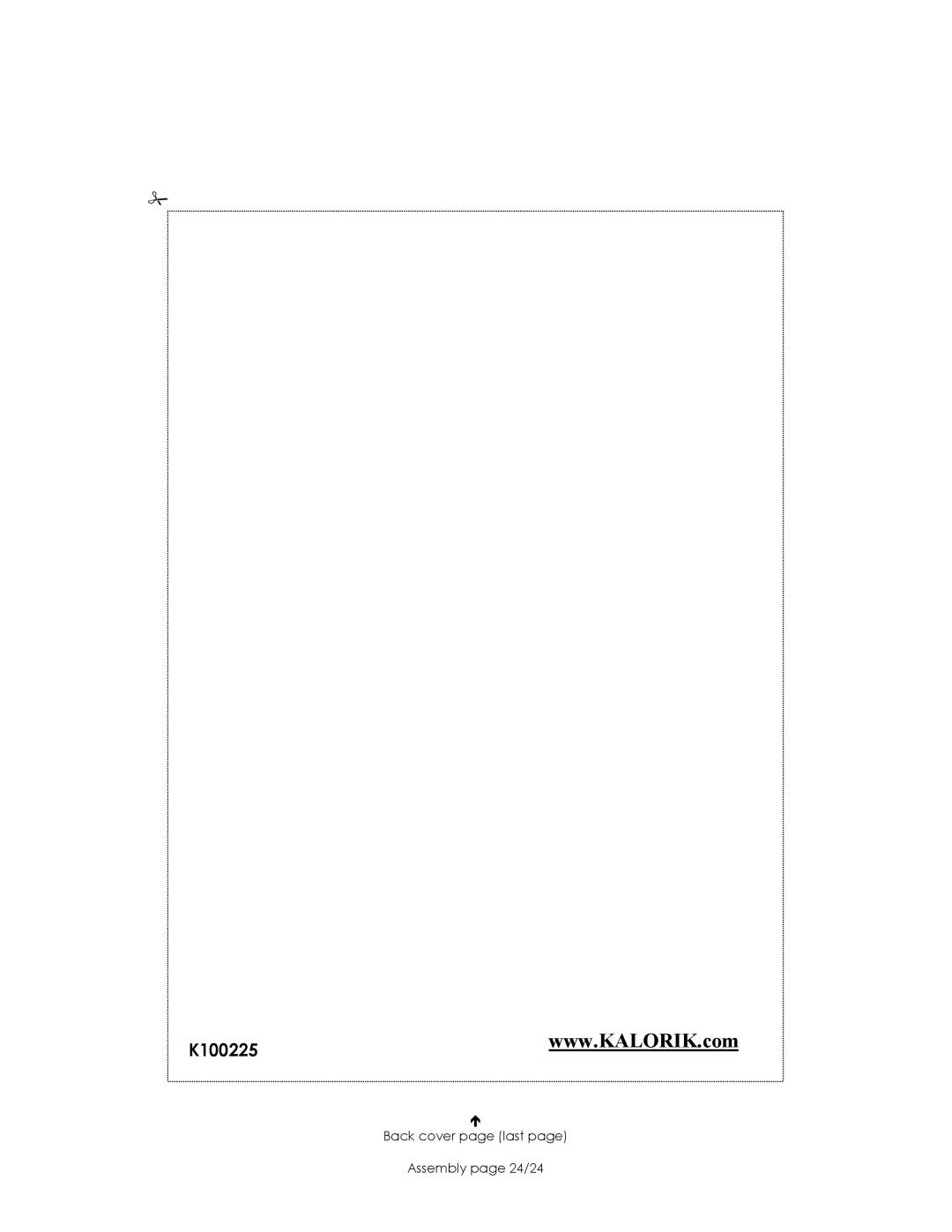 Kalorik USK JK 32850, USK JK 32207 manual Back cover page last Assembly page 24/24 