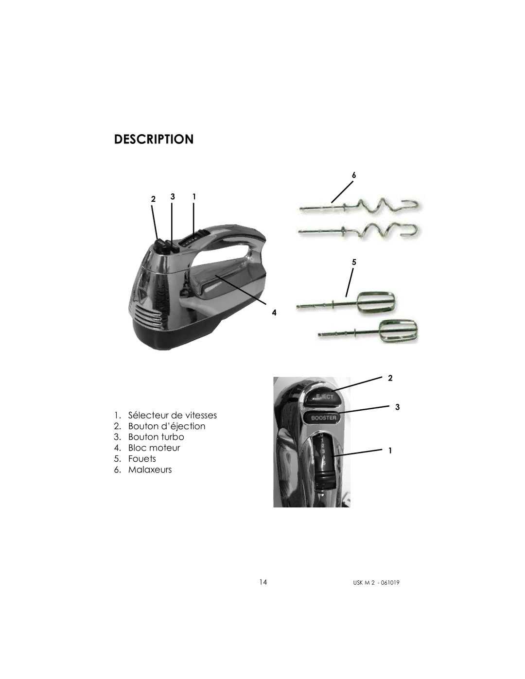 Kalorik USK M 2 manual Description 