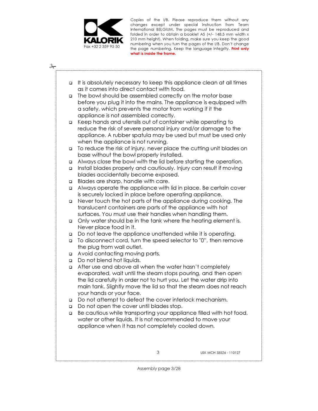 Kalorik USK MCH 33526 manual Assembly page 3/28 