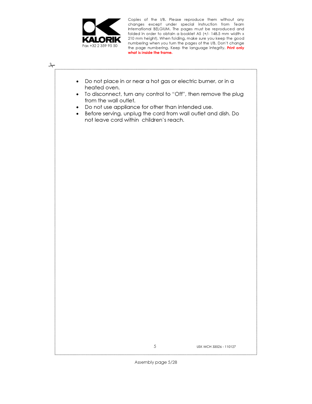 Kalorik USK MCH 33526 manual Assembly page 5/28 