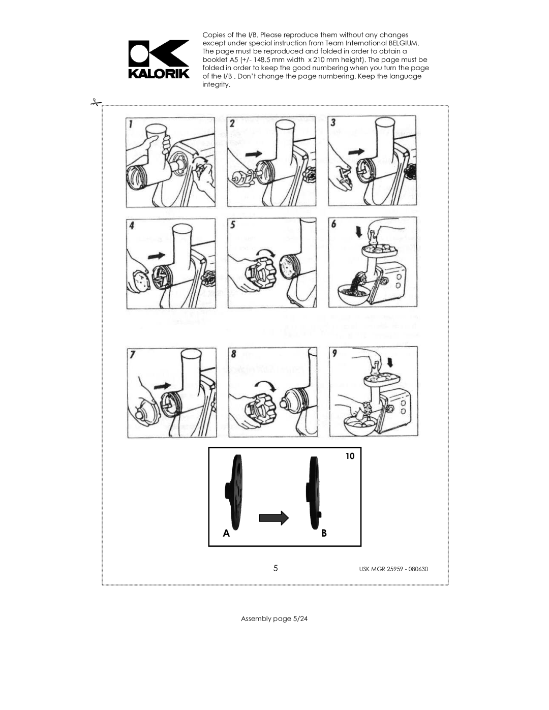 Kalorik USK MGR 25959 manual Assembly page 5/24 