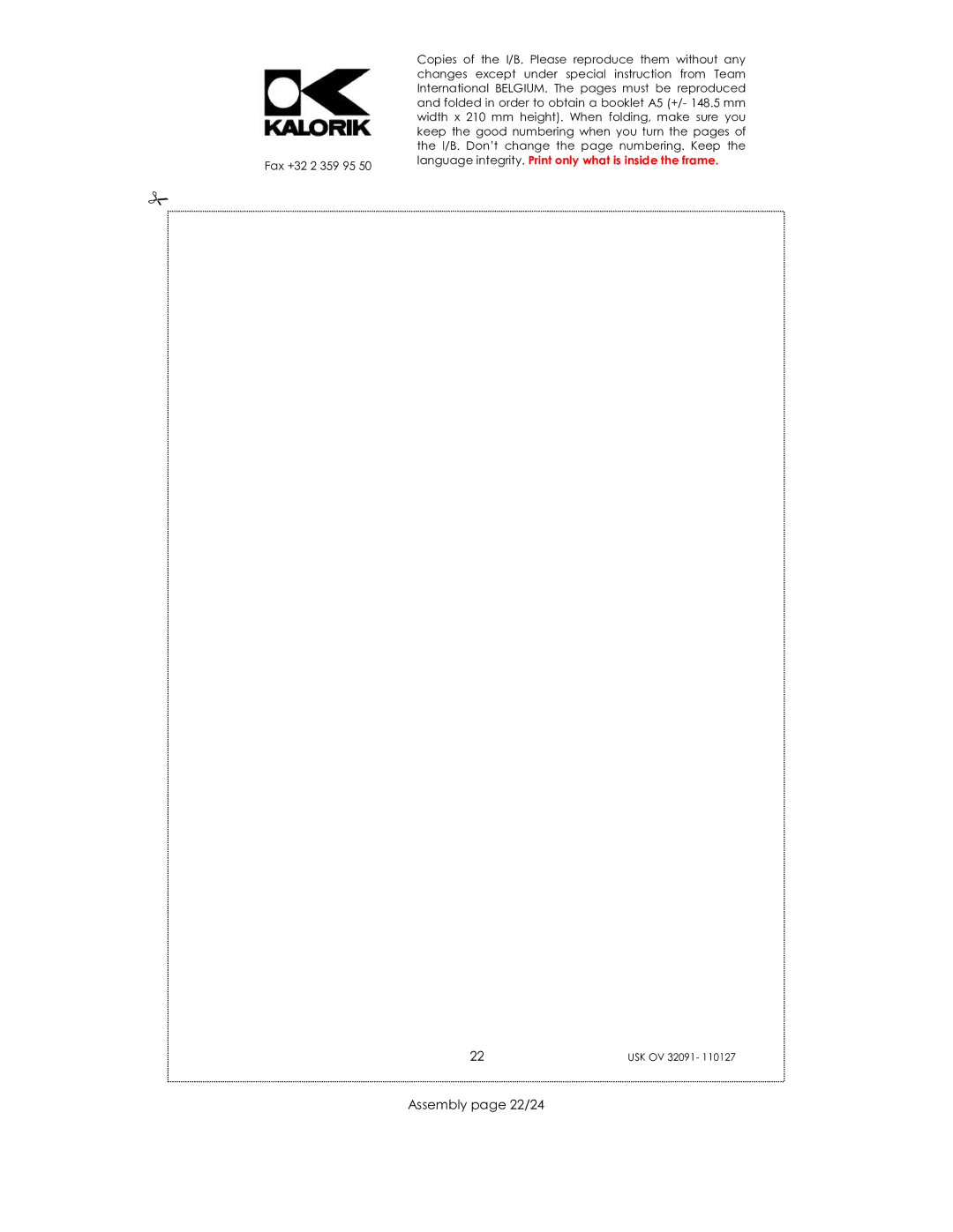 Kalorik USK OV 32091 manual Assembly page 22/24 