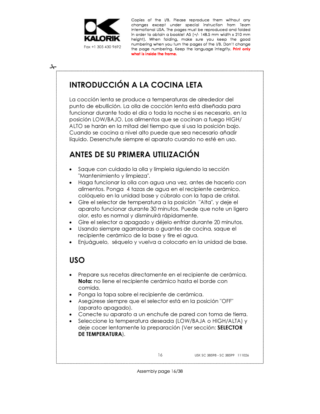 Kalorik usk sc 38598, 38599 manual Introducción A La Cocina Leta, Antes De Su Primera Utilización 