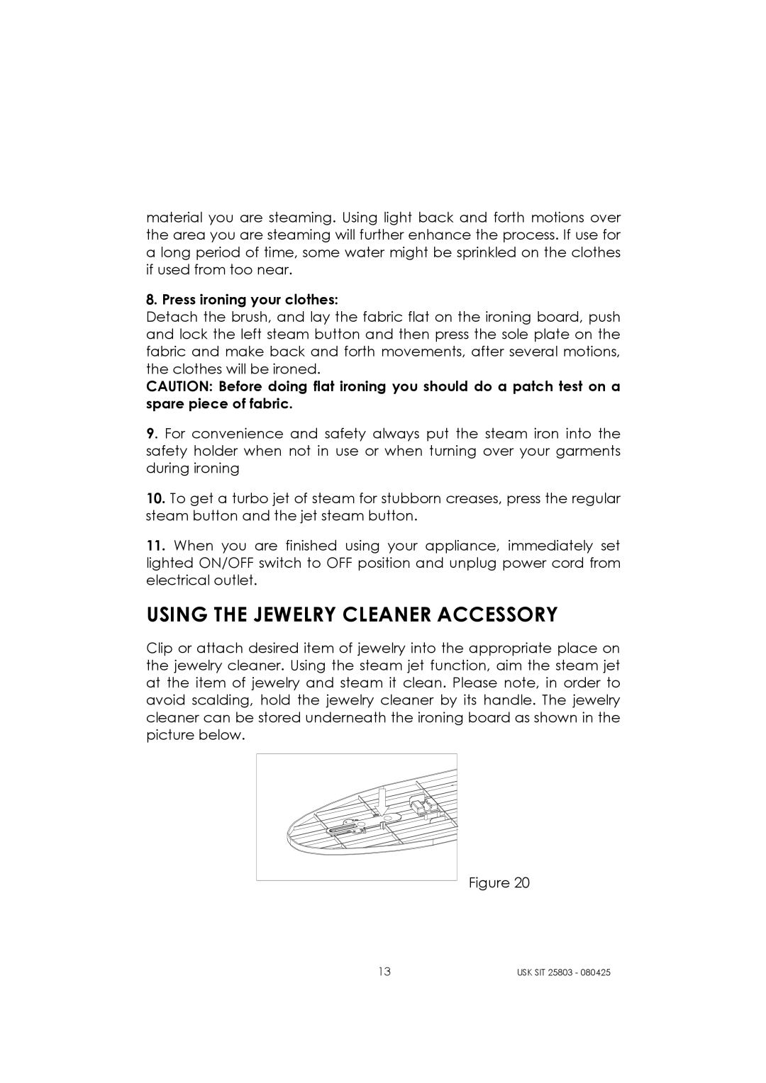 Kalorik USK SIT 25803 manual Using the Jewelry Cleaner Accessory 