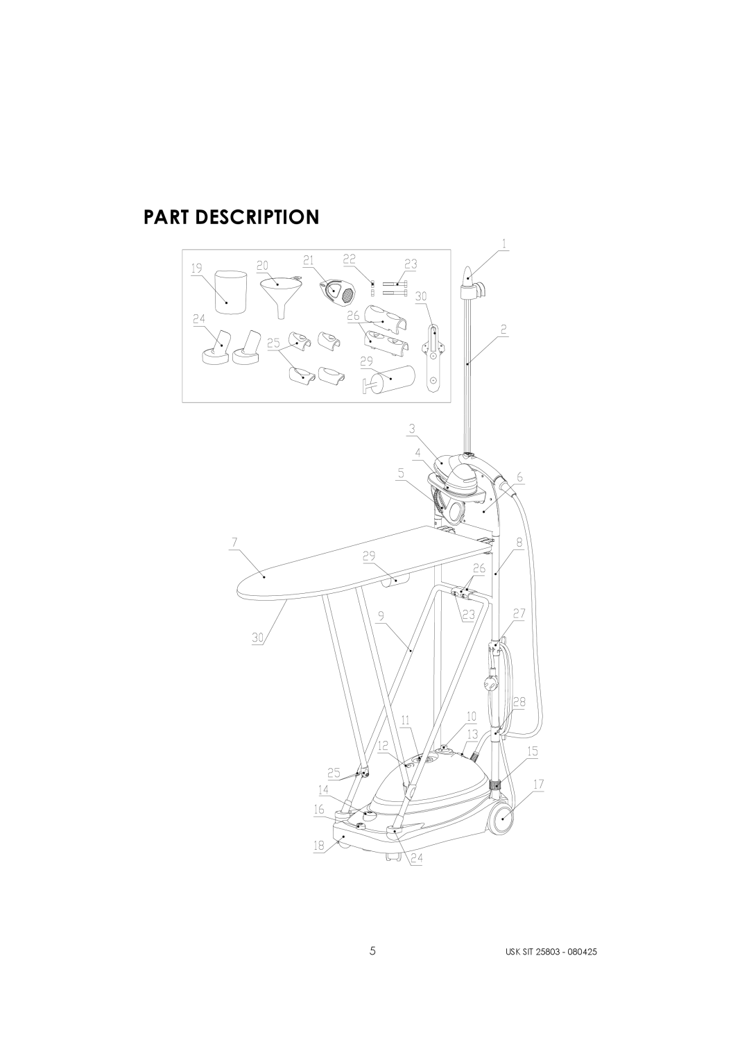 Kalorik USK SIT 25803 manual Part Description 