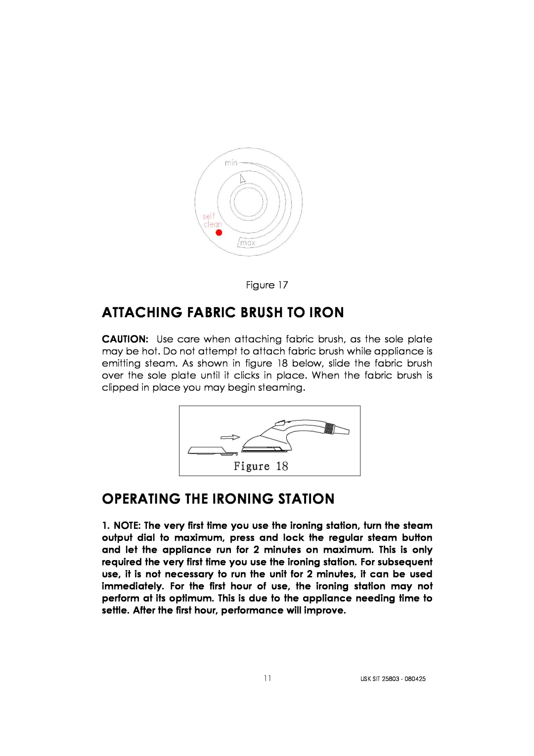Kalorik USK SIT 25803 manual Attaching Fabric Brush To Iron, Operating The Ironing Station 
