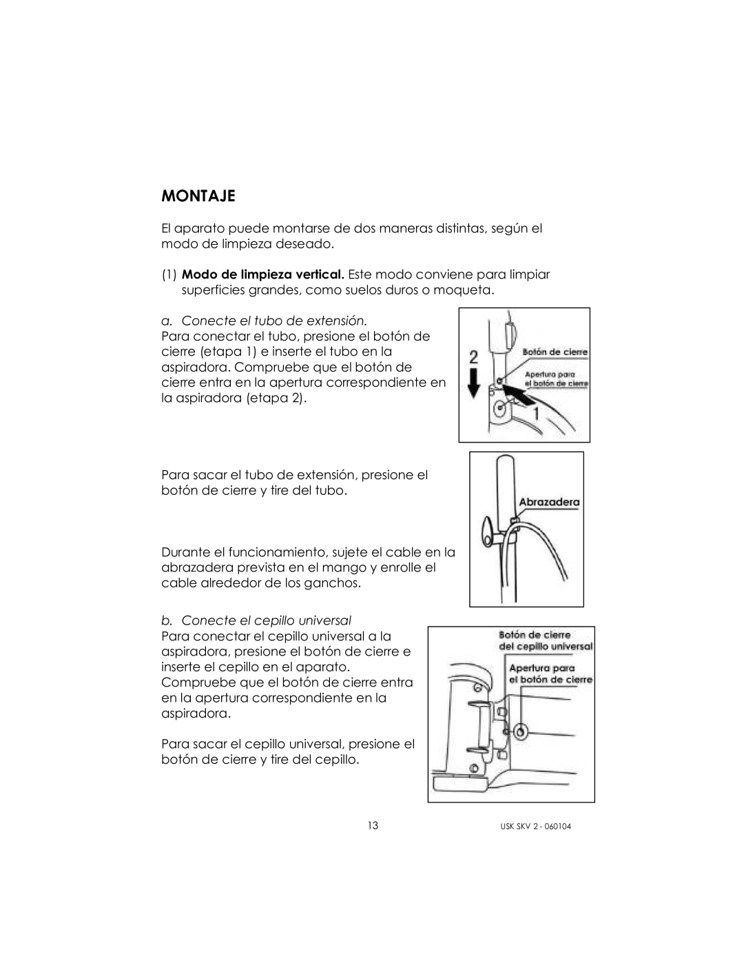 Kalorik USK SKV 2 manual Montaje 