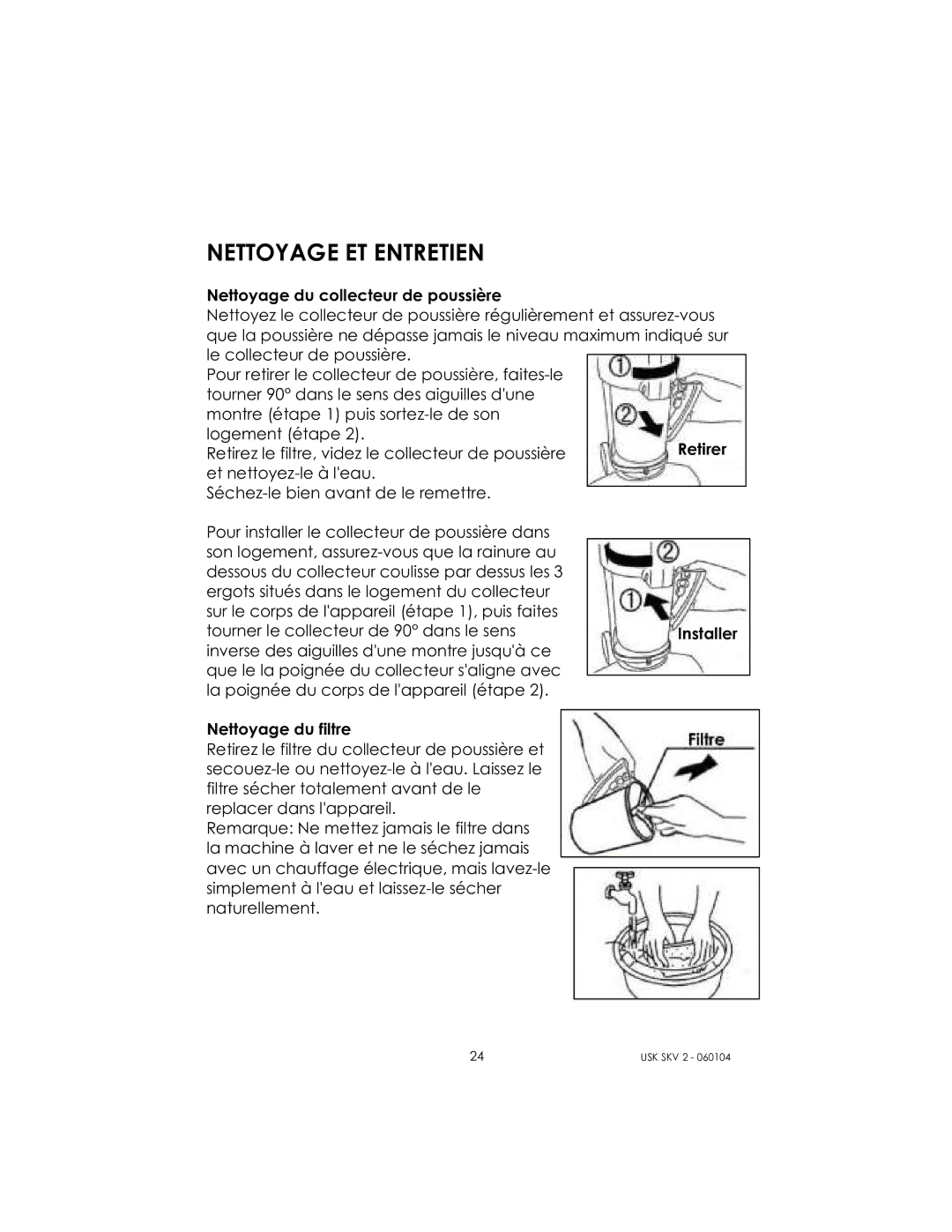 Kalorik USK SKV 2 manual Nettoyage ET Entretien 