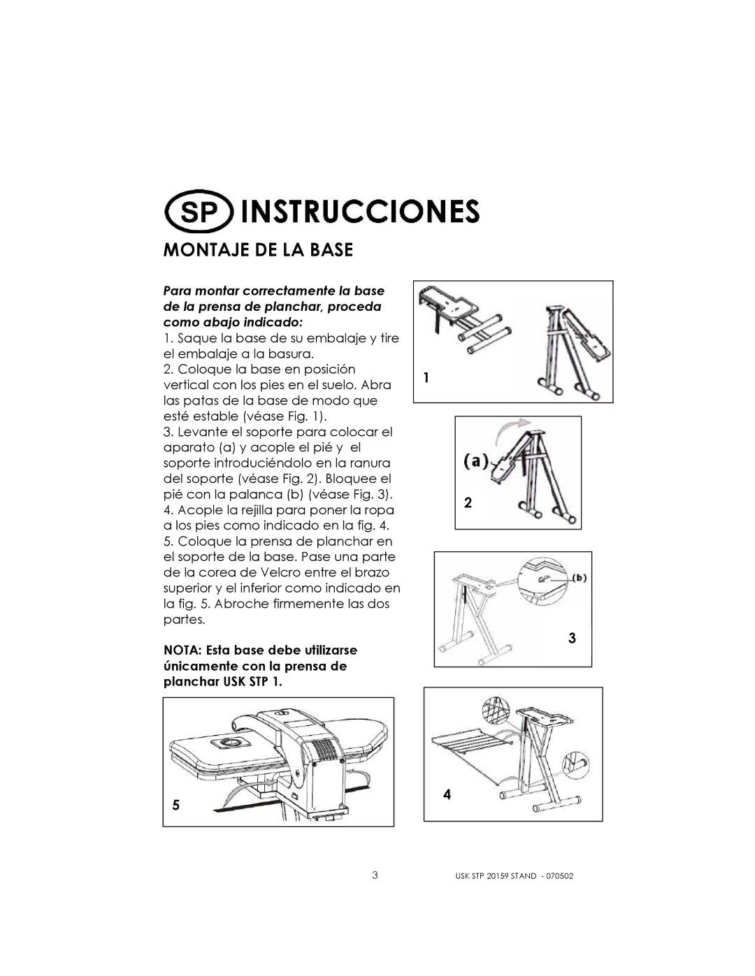 Kalorik USK STP 20159 STAND manual Montaje DE LA Base 