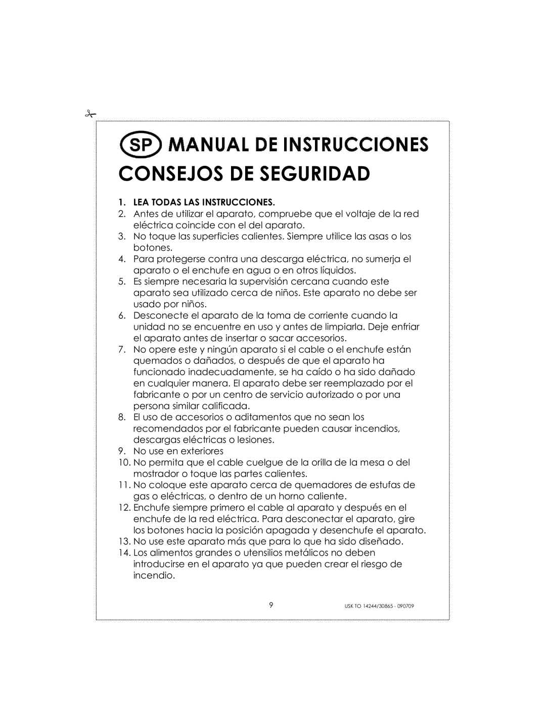 Kalorik USK TO 14244 manual Consejos DE Seguridad, LEA Todas LAS Instrucciones 