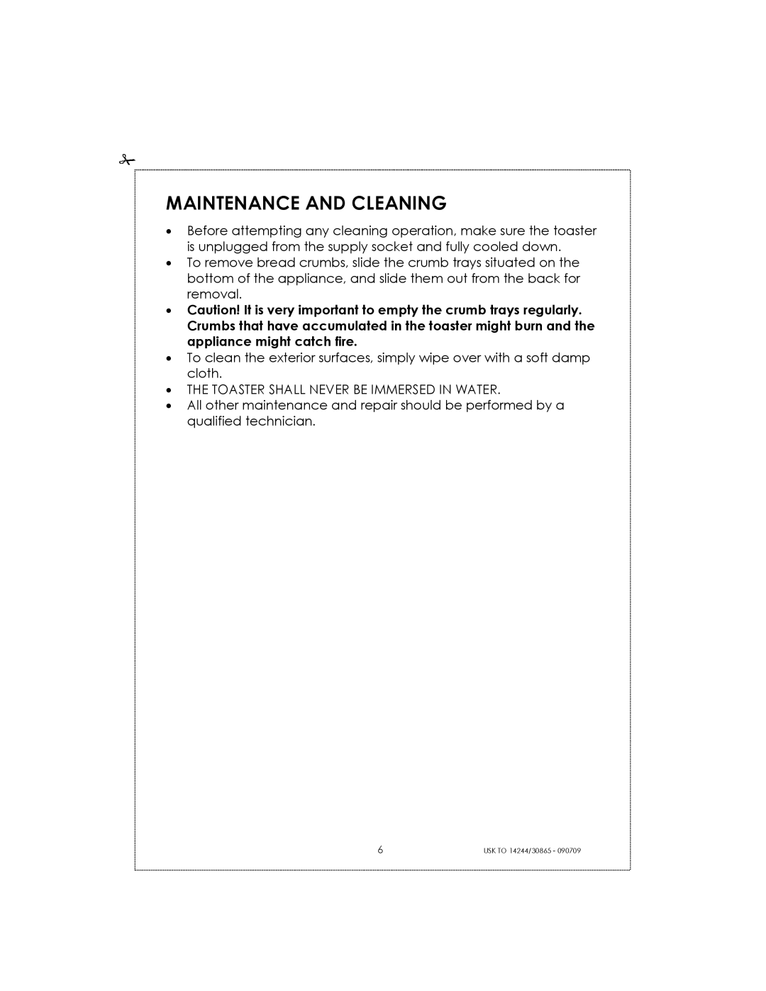 Kalorik USK TO 14244 manual Maintenance And Cleaning 