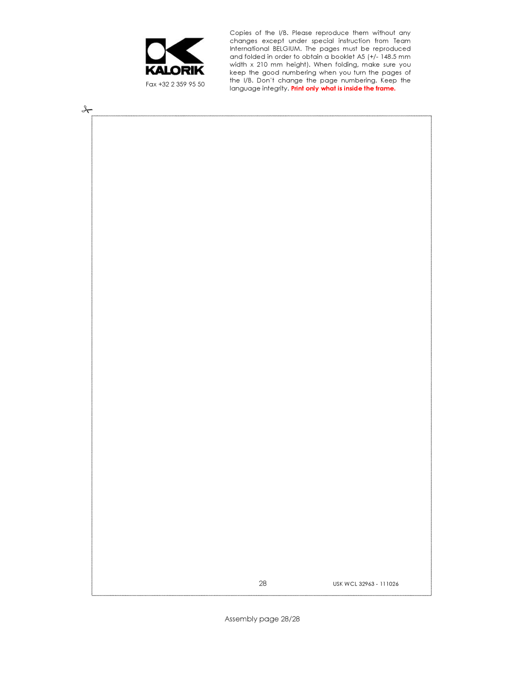 Kalorik USK WCL 32963 manual Assembly page 28/28 