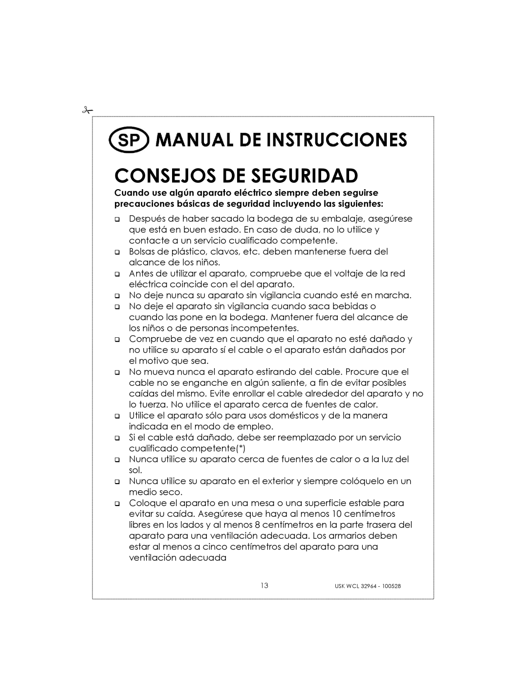 Kalorik USK WCL 32964 manual Consejos DE Seguridad 