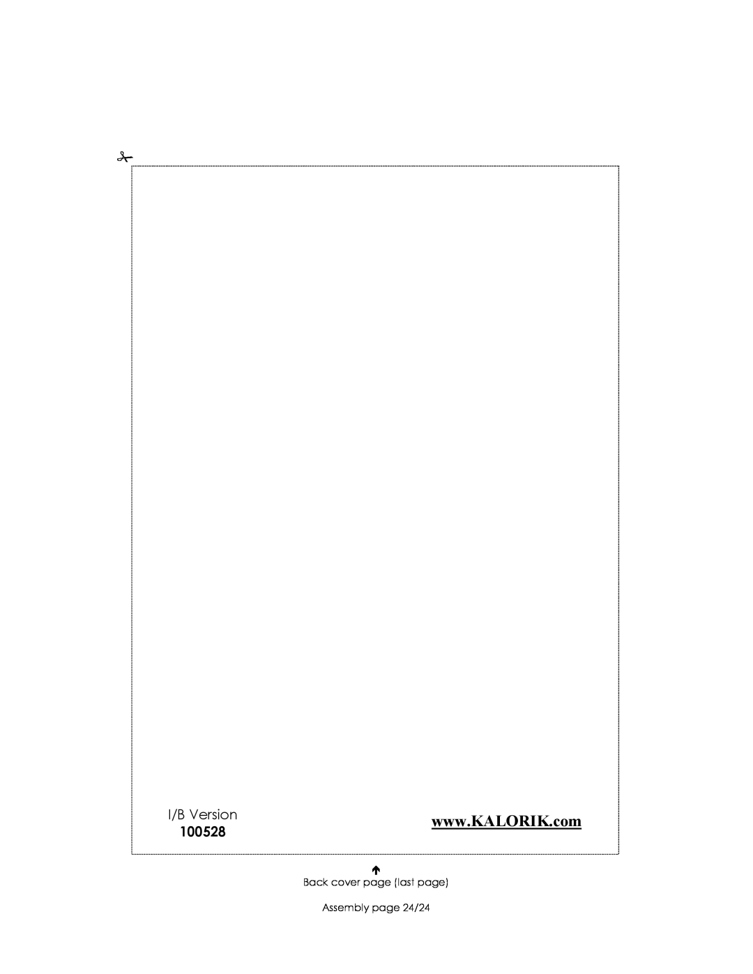 Kalorik USK WCL 32964 manual 100528, I/B Version, Back cover page last page Assembly page 24/24 