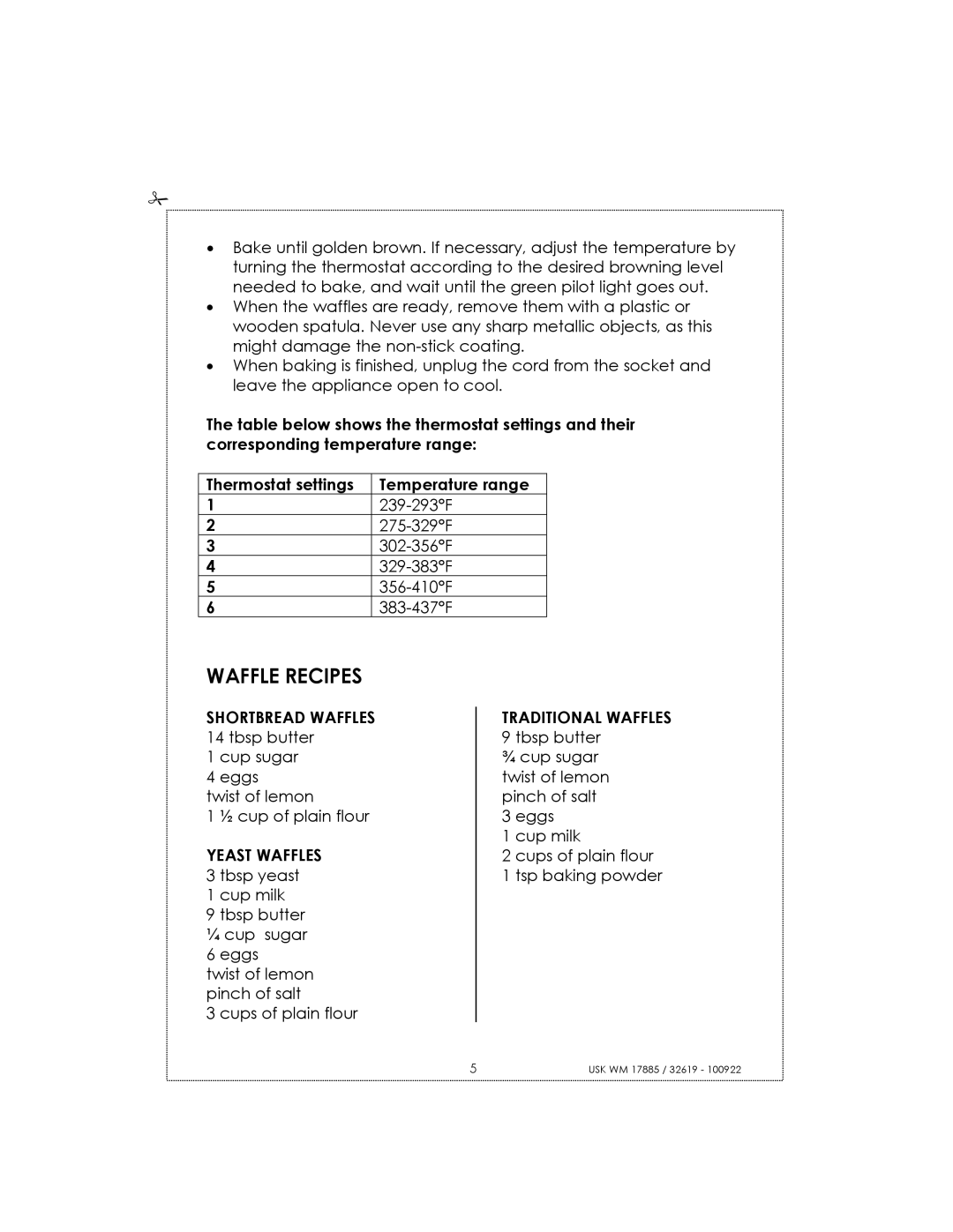 Kalorik usk wm 17885, usk wm 32619 manual Waffle Recipes 