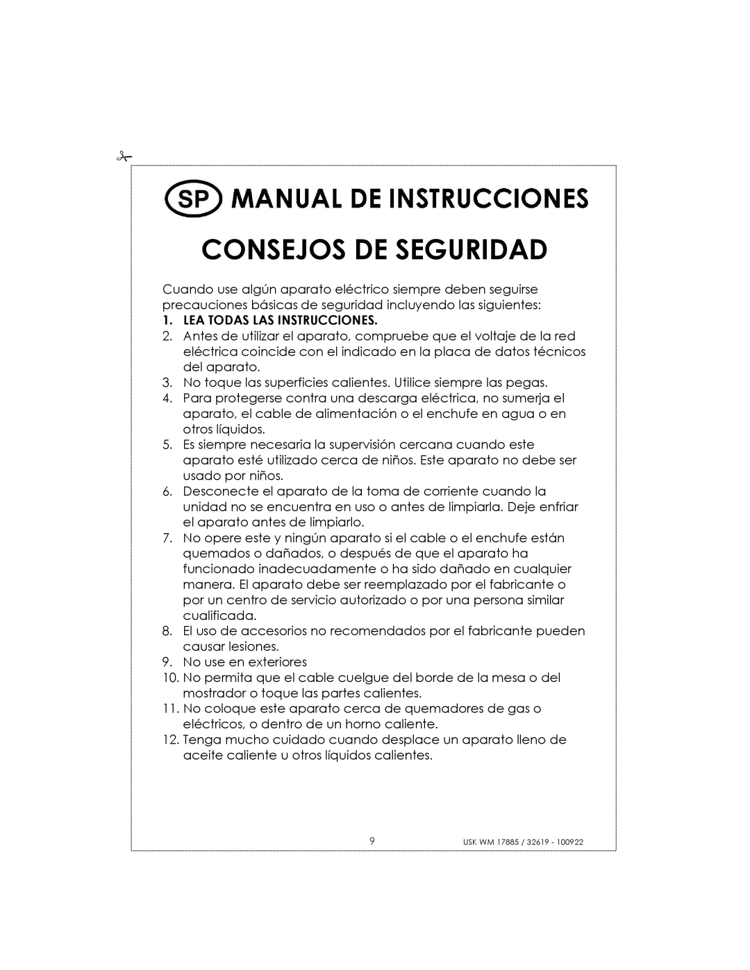 Kalorik usk wm 17885, usk wm 32619 manual Consejos DE Seguridad 