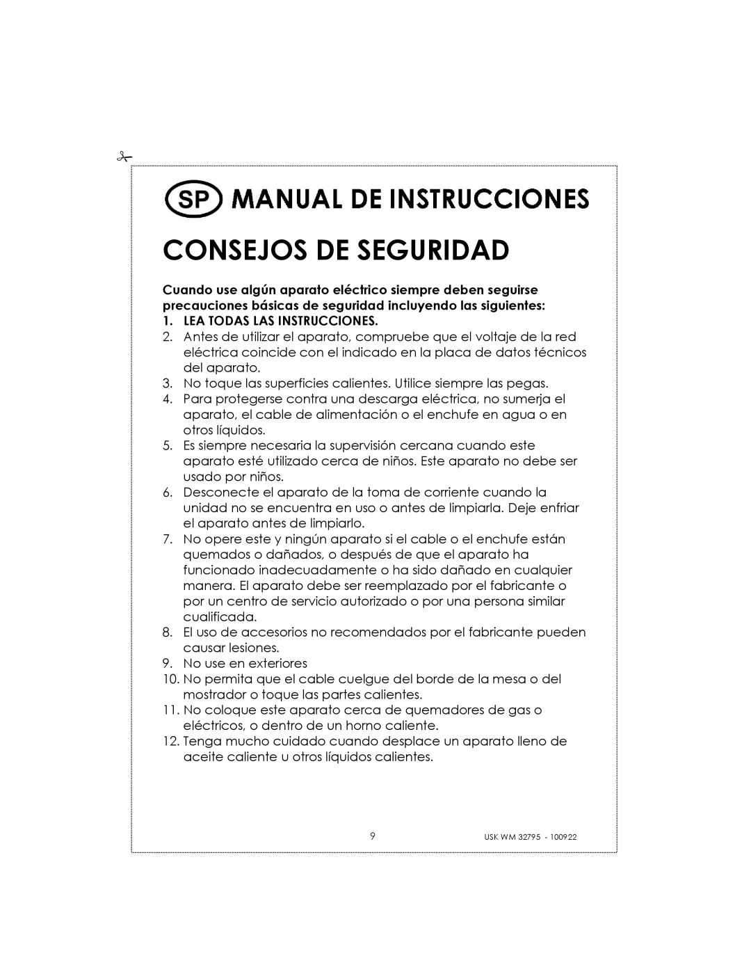 Kalorik USK WM 32795 manual Consejos DE Seguridad, LEA Todas LAS Instrucciones 