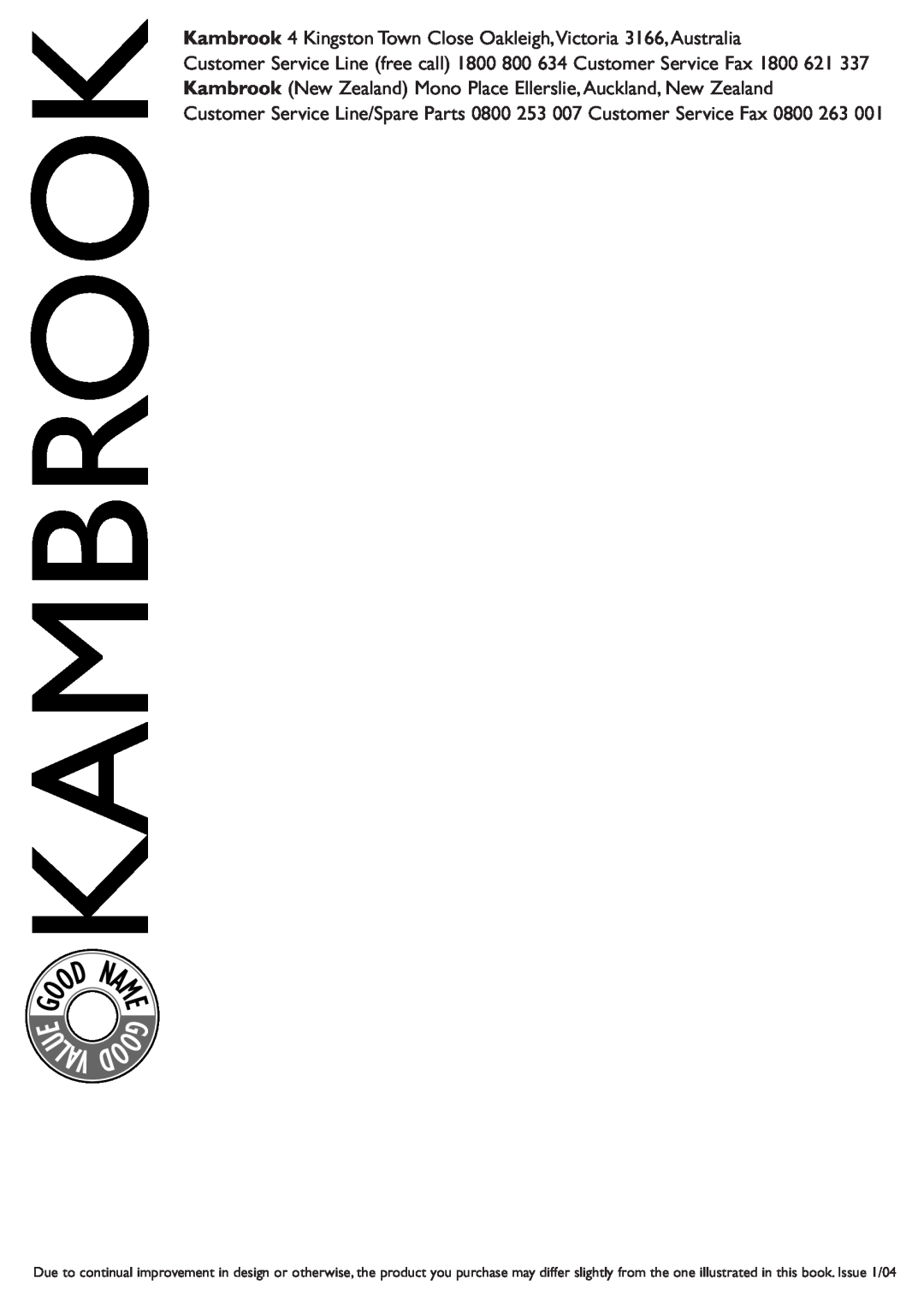 Kambrook EK9B manual U Lav 