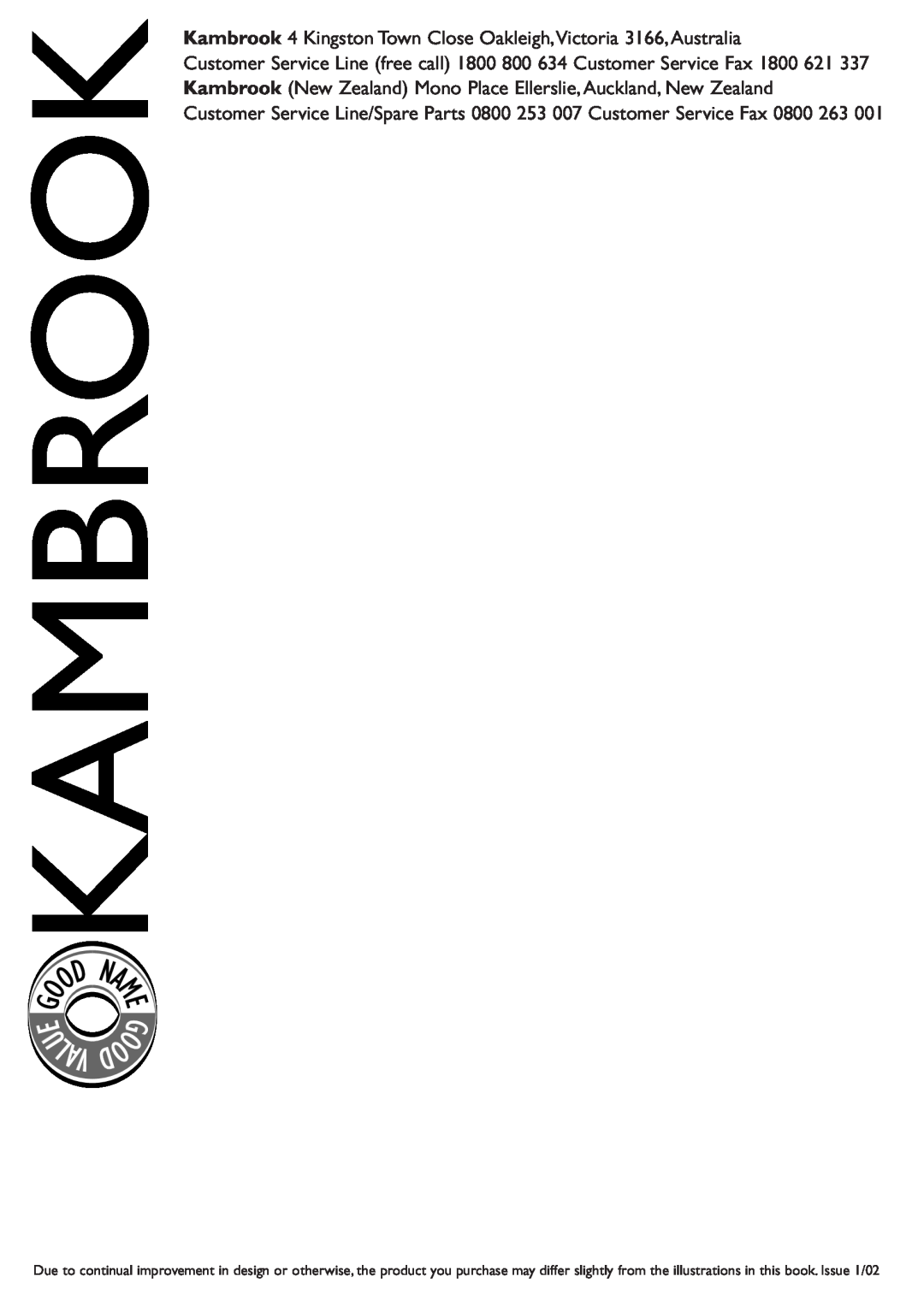 Kambrook KAK5 manual U Lav 