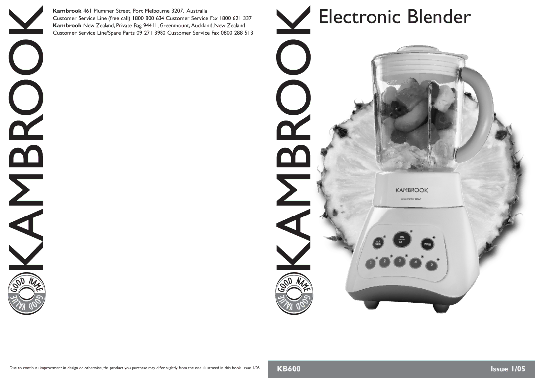 Kambrook KB600 manual Electronic Blender 