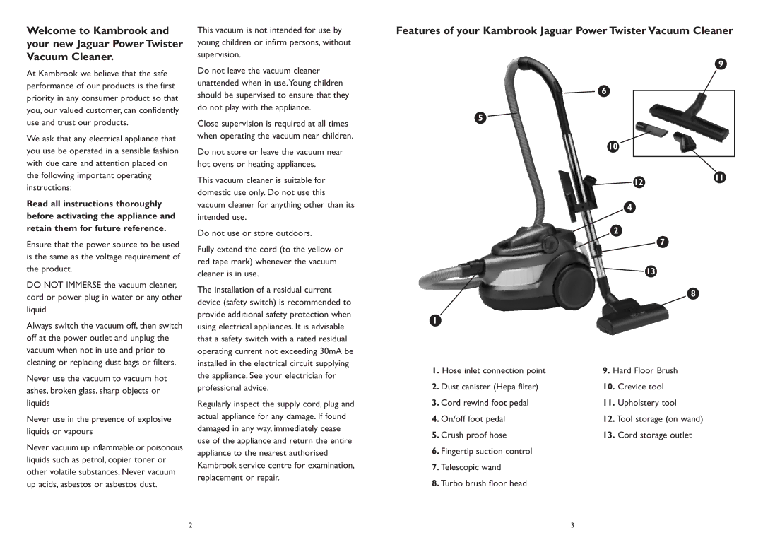 Kambrook KBV30 manual Turbo brush floor head 