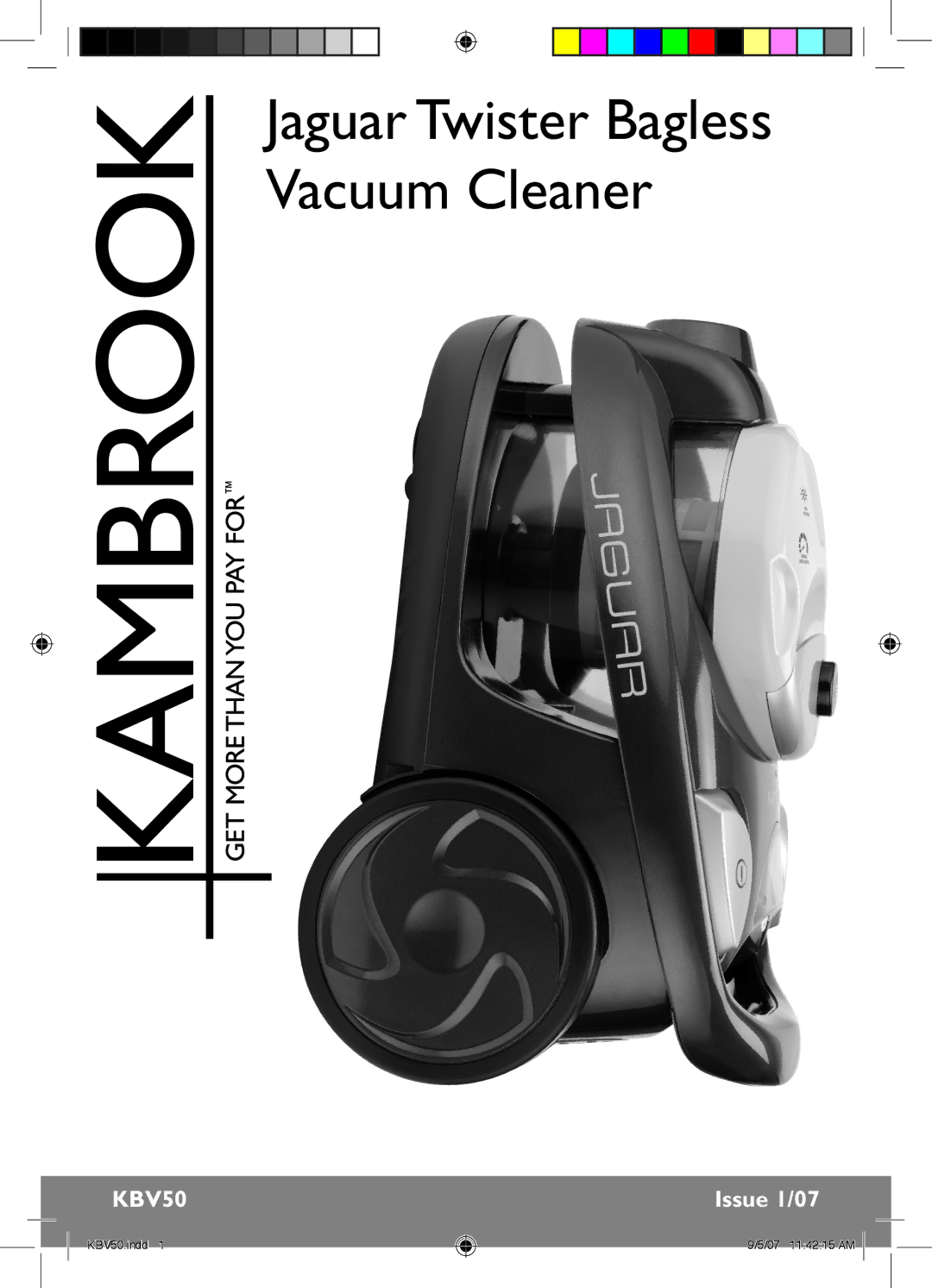 Kambrook KBV50 manual Jaguar Twister Bagless Vacuum Cleaner 