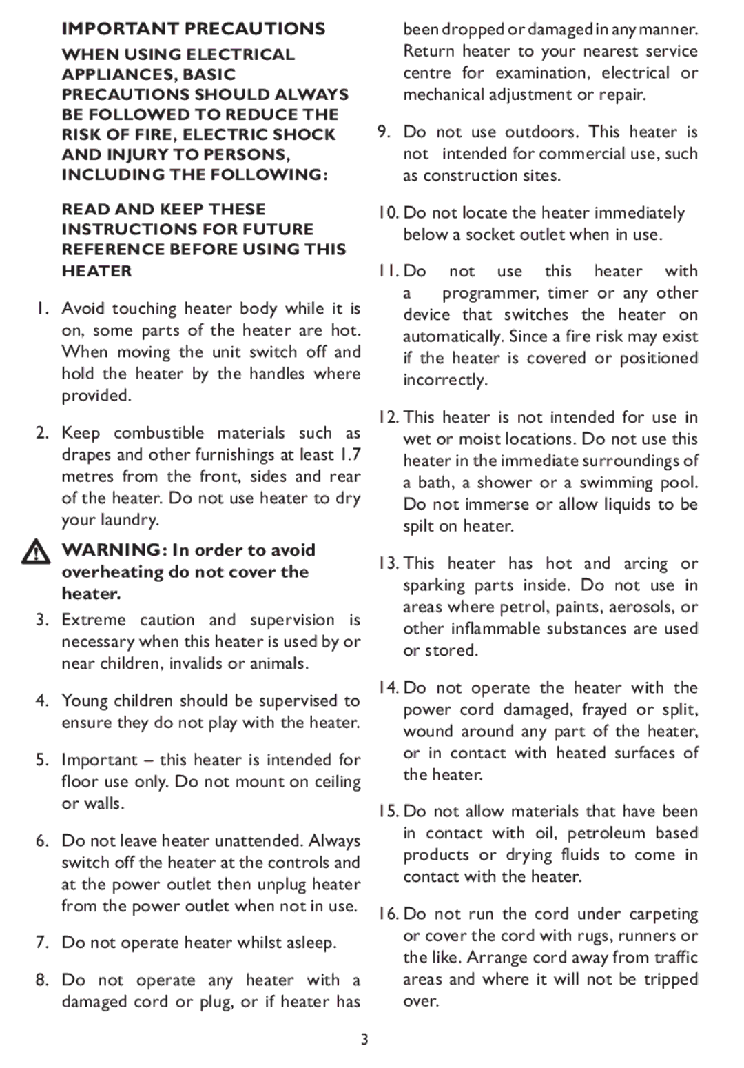 Kambrook KCE30 manual IMPORtaNt PRECaUtIONs 