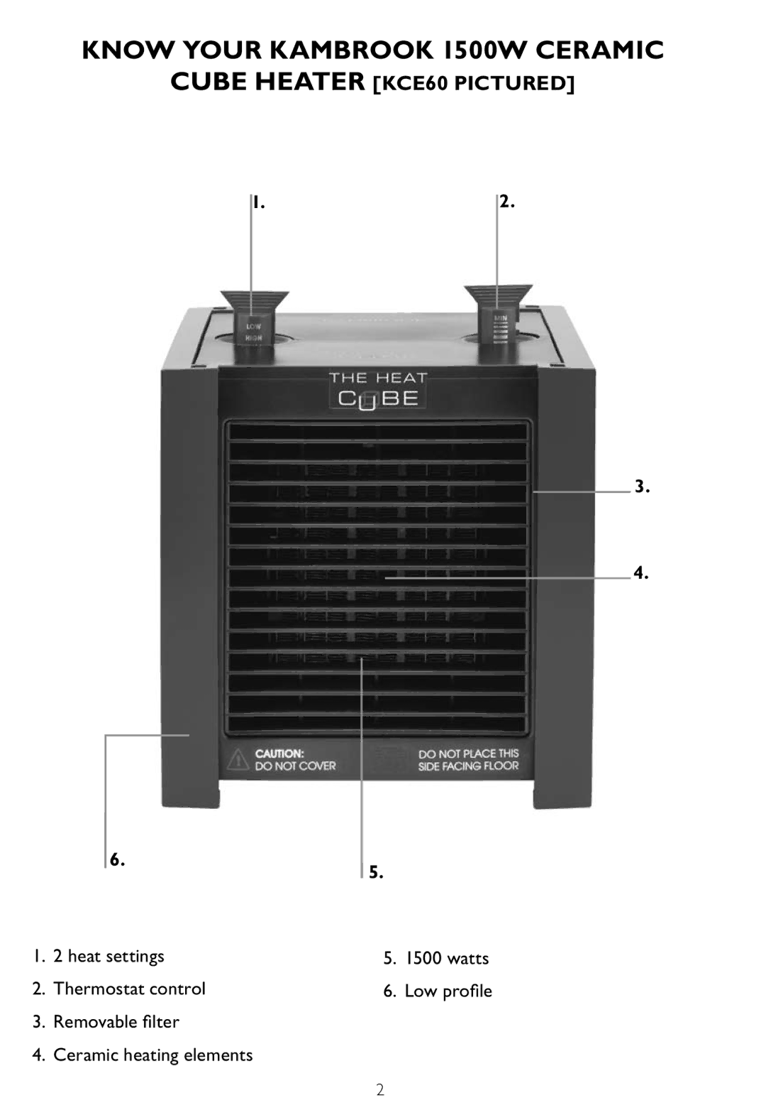 Kambrook KCE60 manual Know yOUR KAMbROOK 1500W Ceramic 