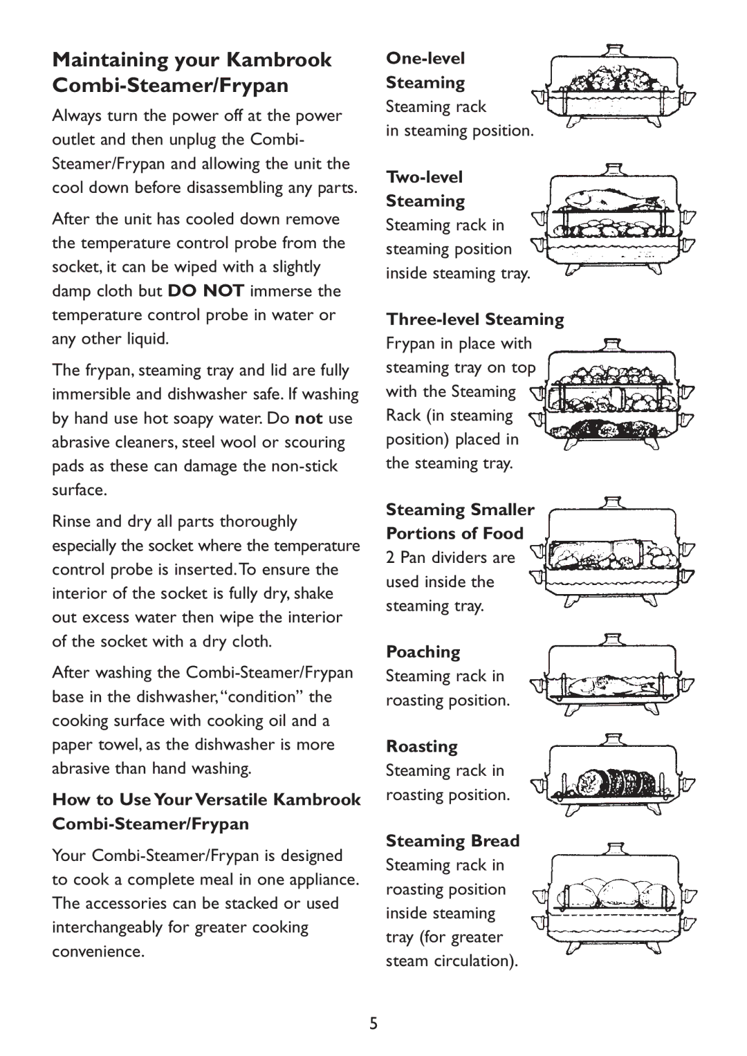 Kambrook KD66B manual Maintaining your Kambrook Combi-Steamer/Frypan 