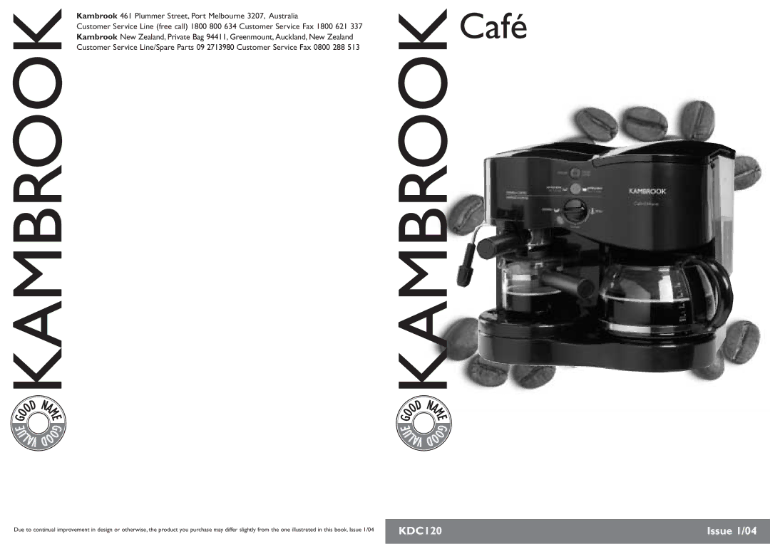 Kambrook KDC120 manual Café 