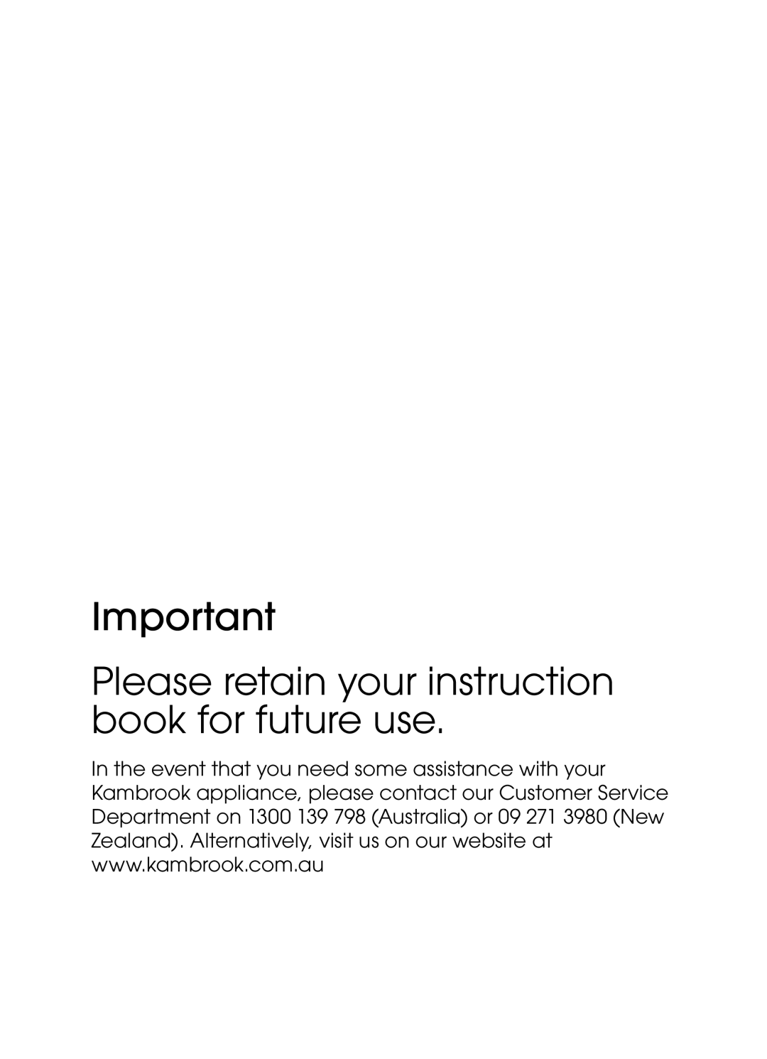 Kambrook KDF460, KDF560 manual Please retain your instruction book for future use 