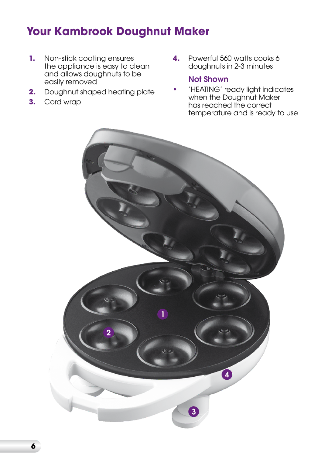 Kambrook KDM1 manual Your Kambrook Doughnut Maker, Not Shown 