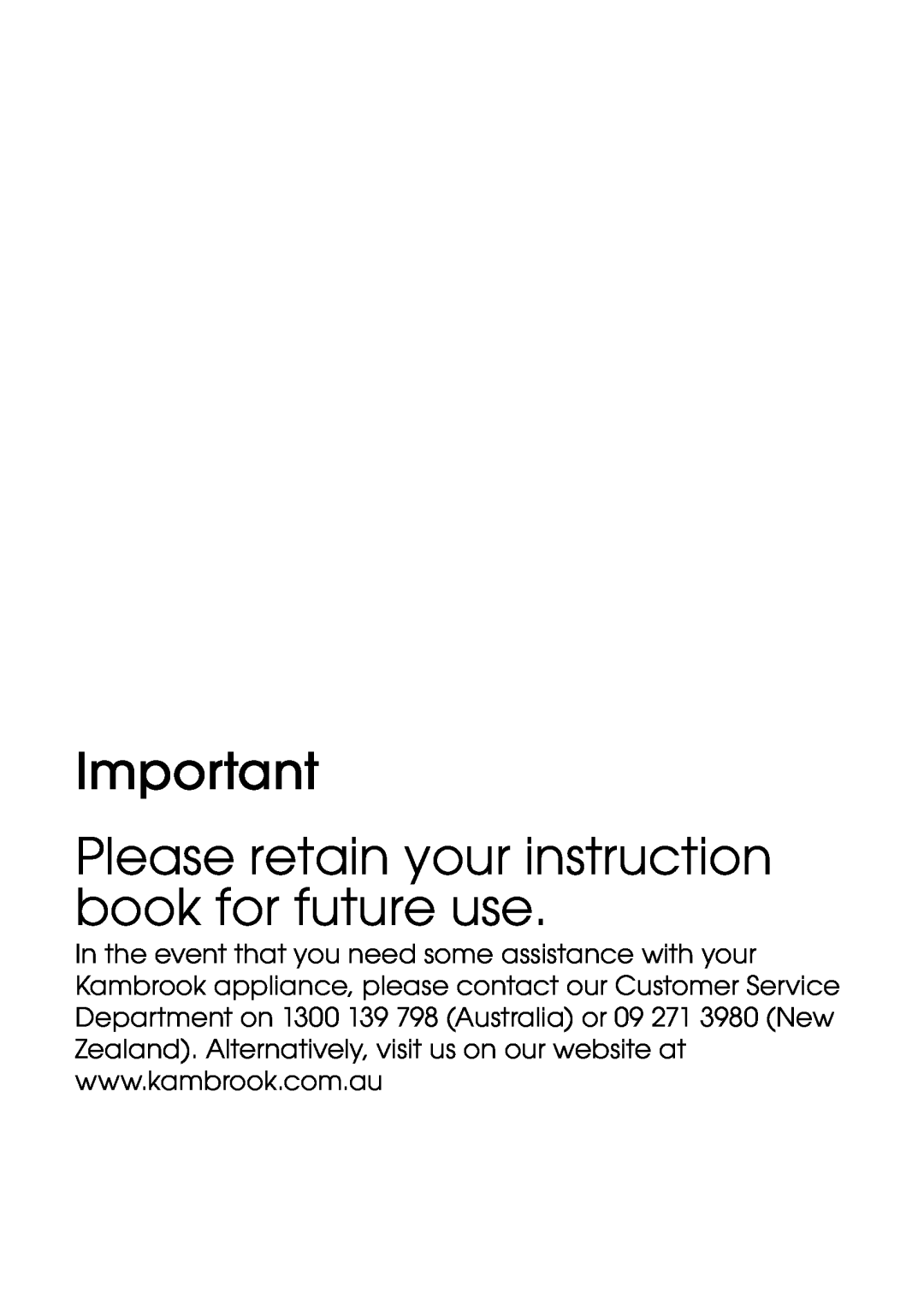 Kambrook KDM1 manual Please retain your instruction book for future use 