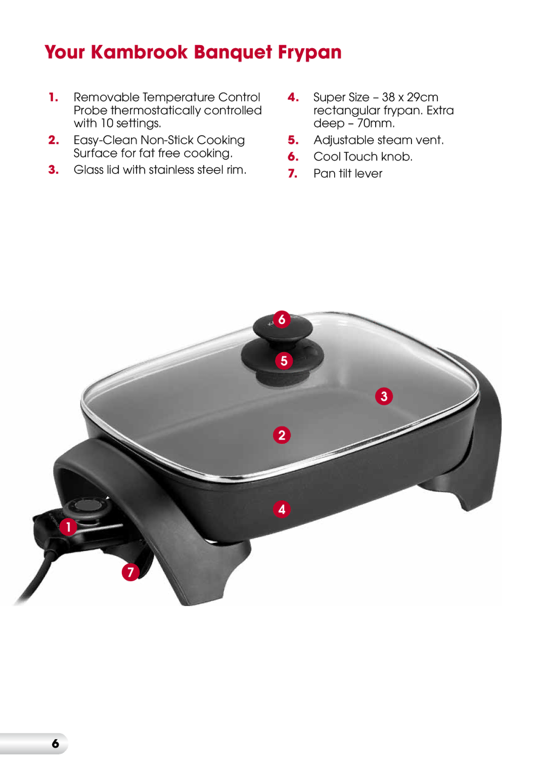 Kambrook KEF170 manual Your Kambrook Banquet Frypan 