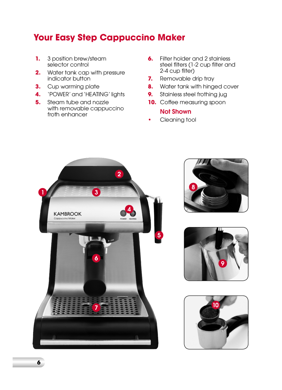 Kambrook KES110 manual Your Easy Step Cappuccino Maker 