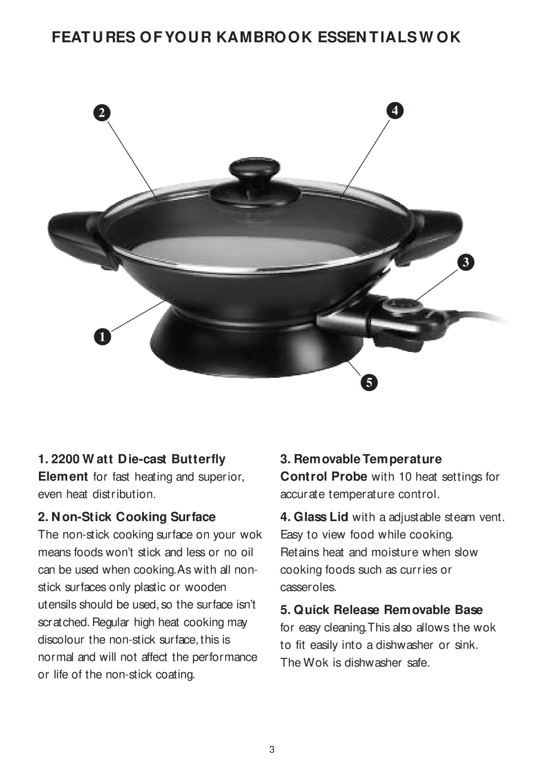 Kambrook KEW5 manual Removable Temperature, Quick Release Removable Base 