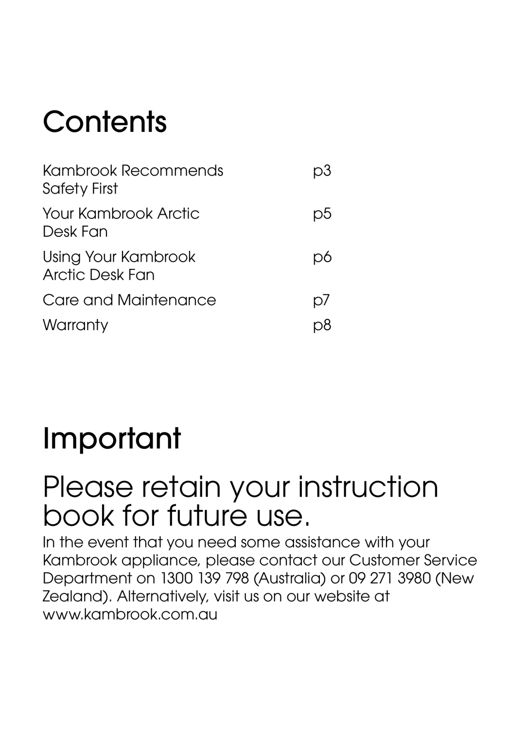 Kambrook KFA213, KFA211, KFA210 manual Please retain your instruction book for future use 