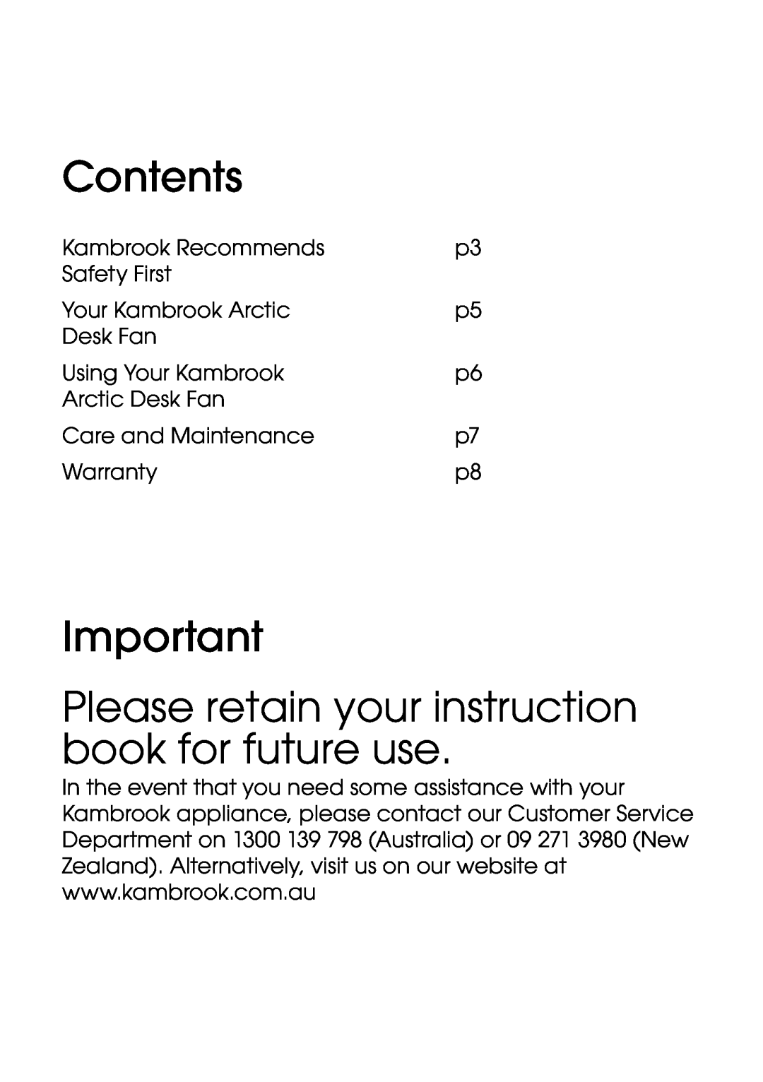 Kambrook KFA213, KFA211, KFA210 manual Contents 