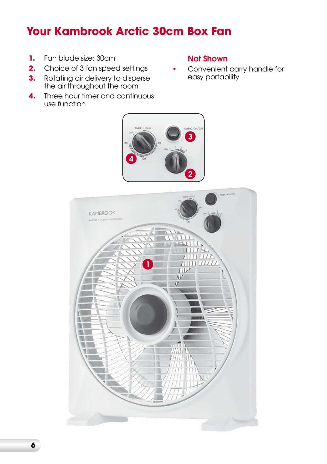 Kambrook KFA612 manual Your Kambrook Arctic 30cm Box Fan 