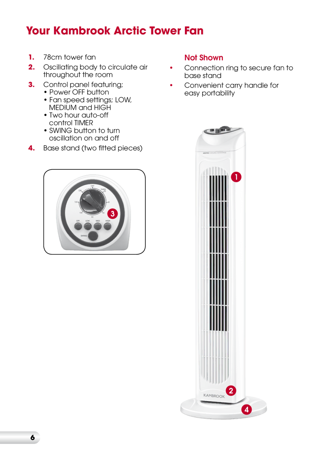 Kambrook KFA715 manual Your Kambrook Arctic Tower Fan 