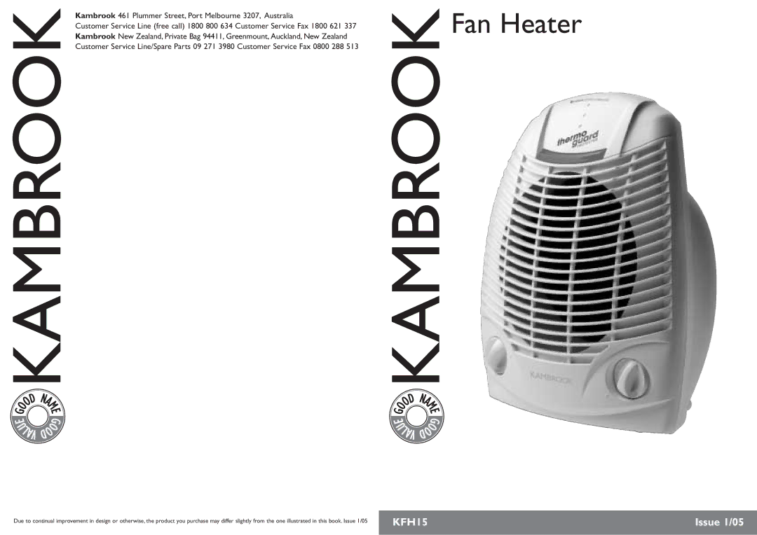 Kambrook KFH15 manual Fan Heater 