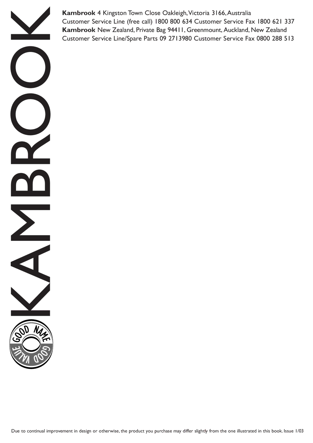 Kambrook KFH330, KFH320 manual Lav 