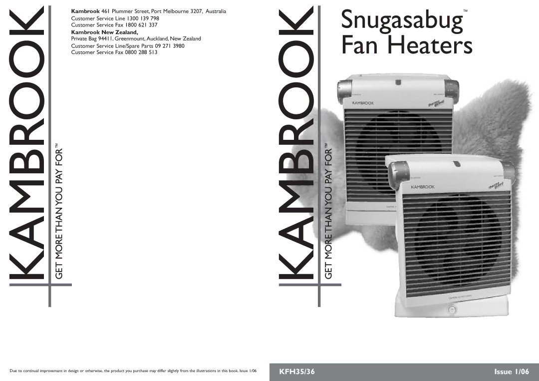 Kambrook KFH35/36 manual Fan Heaters 