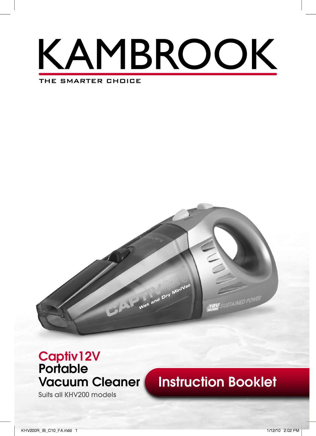 Kambrook KHV200 manual Vacuum Cleaner Instruction Booklet 