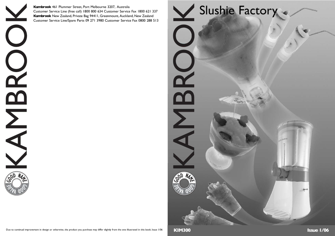 Kambrook KIM300 manual Slushie Factory 