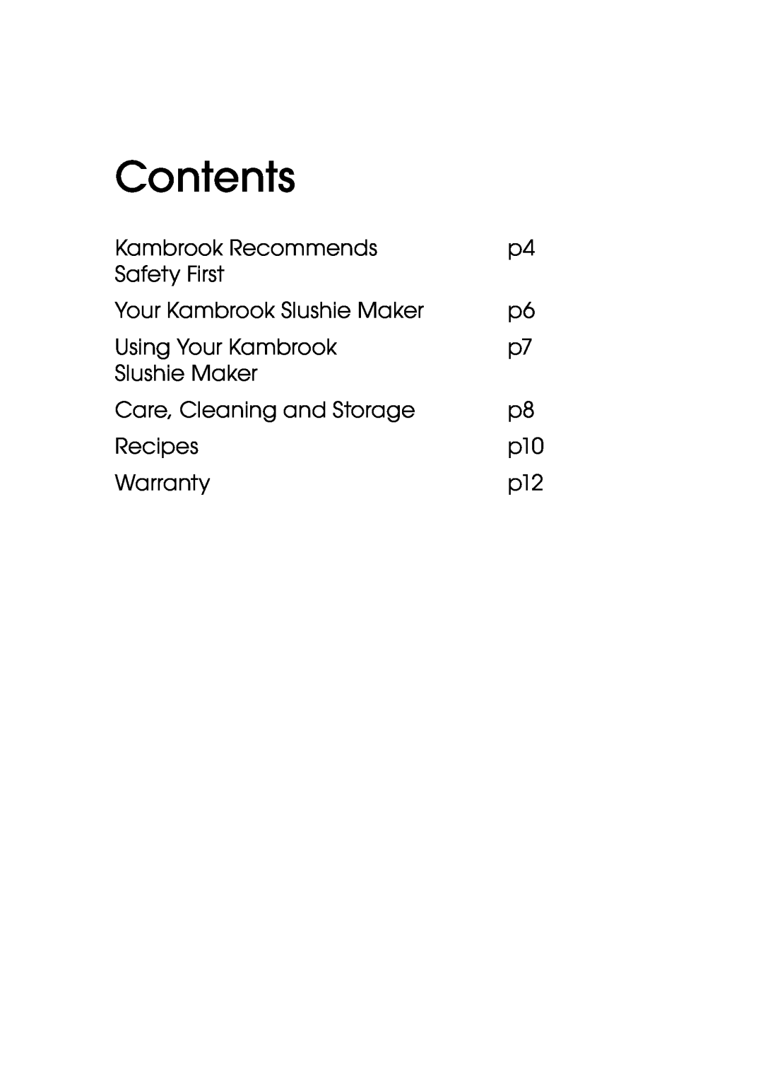 Kambrook KIS20 manual Contents 